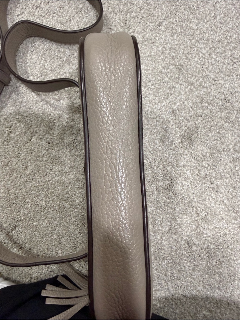 Tory Burch Pebbled Leather Crossbody in Taupe Gray - Picture 3 of 7